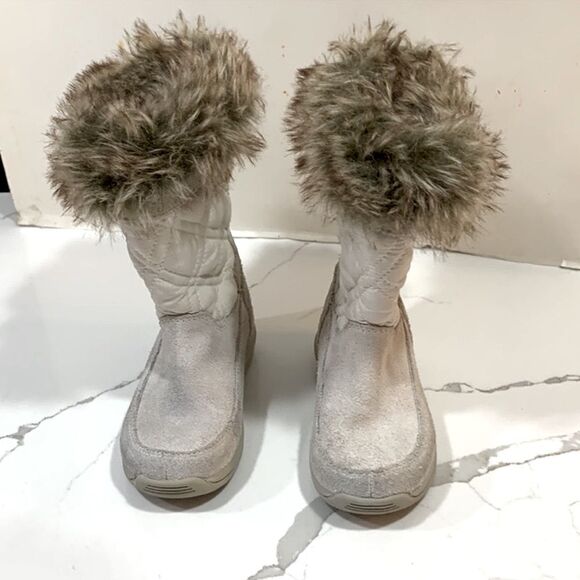 Timberland | Leather Faux Fur Girls White GV Cream Toddler Boots Size 7 - Picture 6 of 9